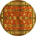 thumbnail image 1 of Ahgly Company Machine Washable Indoor Round Animal Yellow Traditional Area Rugs, 3' Round, 1 of 4