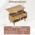 thumbnail image 3 of Costway Table Basse Relevable de 31,5 Pouces Table Moderne avec Compartiment Caché Pieds en Bois pour la Maison Naturel, 3 of 10