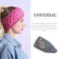 thumbnail image 2 of Crochet Headbands Winter Leaves Pattern with Rhinestones Elastic Head Protector Wide Warm Chunky Hair Accessories for Girls Dark Gray, 2 of 6