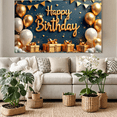 thumbnail image 5 of Gold Elements Birthday Banner Decorative Design Gift Box Balloon Celebration Banner for Birthday Party Indoor Decoration Photo Shoot, 5 of 8