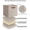 thumbnail image 5 of 13x13 Inches Storage Cube, Fabric Storage Bins with PU Handles, Collapsible Organizer Baskets for Closet, Brown and Beige, 4-Pack, 5 of 13