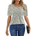 thumbnail image 4 of Fantaslook Blouses for Women Pleated Short Sleeve Tunic Tops Dressy Casual Summer Shirts, 4 of 8