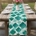 thumbnail image 4 of Green Geometric Moroccan Table Runner 72 Inches, Abstract Art Teal Ombre Modern Bed Runner Dresser Scarves Tabletop for Indoor Outdoor Parties/Ceremony/Banquet, 14" x 72", 4 of 8