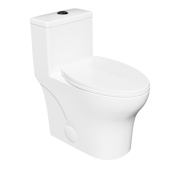 Miuara Modern Elongated Toilet,17" Chair Height,Tornado Flush,Dual 1.0/1.28 GPF,ADA Skirted One-Piece,White