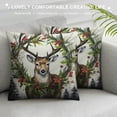 thumbnail image 3 of COMIO  Home Decoration Throw Pillow Covers Birch Tree Forest with a Woodland Christmas Deer Pillowcases Square Two Sides Print, 3 of 5