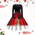 thumbnail image 4 of Women's Casual Fashion Long Sleeve Christmas Graphic Printed Vintage Dress with Round Neck for Retro Style and Holiday Occasions, Perfect for Women's Everyday Fashion,Red,5XL, 4 of 6