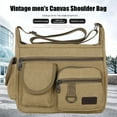 thumbnail image 6 of Yucurem Canvas Men Messenger Bag Large Casual Student Travel Shoulder Bags (Khaki), 6 of 10