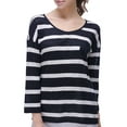 thumbnail image 6 of Richie House Women's Long sleeve striped linen pullover RH2025-B-XS, 6 of 6