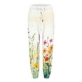 thumbnail image 4 of Fiaer Womens Sweatpants Floral Printed High Waisted Pants Baggy Plus Size Trendy Lace up Trousers with Pocket White XL, 4 of 4