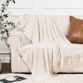 thumbnail image 1 of Knit Diamond Pattern Decorative Throw Blanket for Couch Chair Sofa Home Decor (White, 50"x60"), 1 of 7