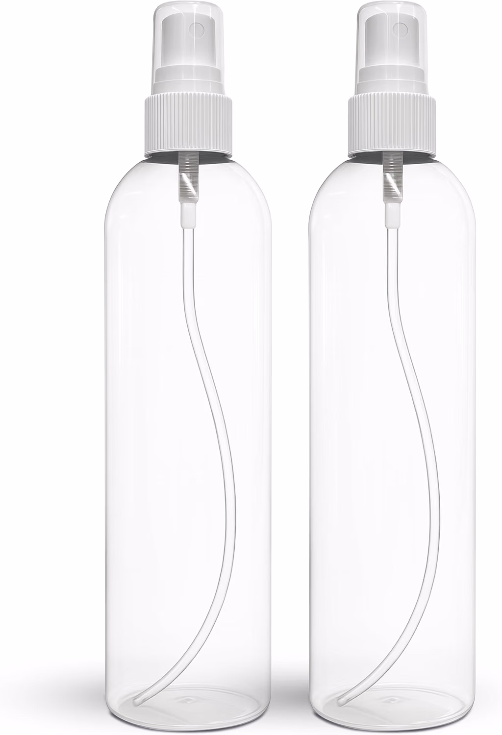 BRIGHTFROM Fine Mist Spray Bottles 8 OZ, Empty Refillable Containers - Essential Oils, Disinfectant Spray, Water 2 PACK (Clear, White Mist)