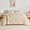 thumbnail image 2 of Beige Tufted Comforter Set King Size 7 Piece Bed in a Bag，Shabby Chic Boho Bedding for Bedroom Comforter，All Season Soft Microfiber Ruffle Comforter Set with Pillow and Sheets, 2 of 8