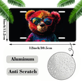 thumbnail image 2 of 1 Pcs License Plate Covers & Frames, Rainbow - colored Teddy Bear with Reflective Glasses For Decorative Front, Aluminum License Plate Covers & Frames Cover For Men Women, 12" X 6", 2 of 7