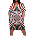 thumbnail image 2 of Wycnly Womens Dresses for Independence Day Plus Size Loose Pocket 4th of July Swing Tunic Dresses Short Sleeve V-Neck Star Striped Print Midi 2024 Summer Dress Red l, 2 of 5