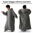 thumbnail image 6 of Winthome Wearable Blanket Hoodie Long Lengthen Sweatshirt with Zipper for Adults Women Men, Oversized Sherpa Fleece Cozy Fuzzy Hooded Pullover Warm Wife Gift Gray Size XL / Extended length, 6 of 6