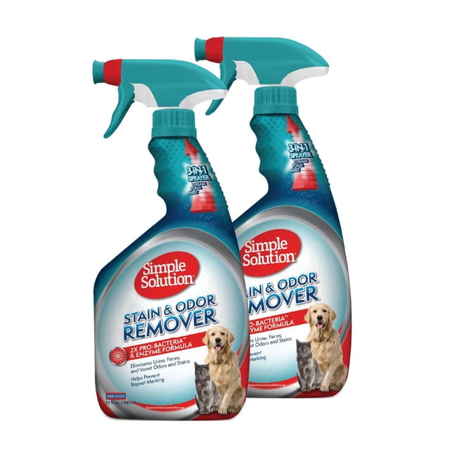 Spray eliminador de manchas y olores Simple Solution 960 ml (x2)