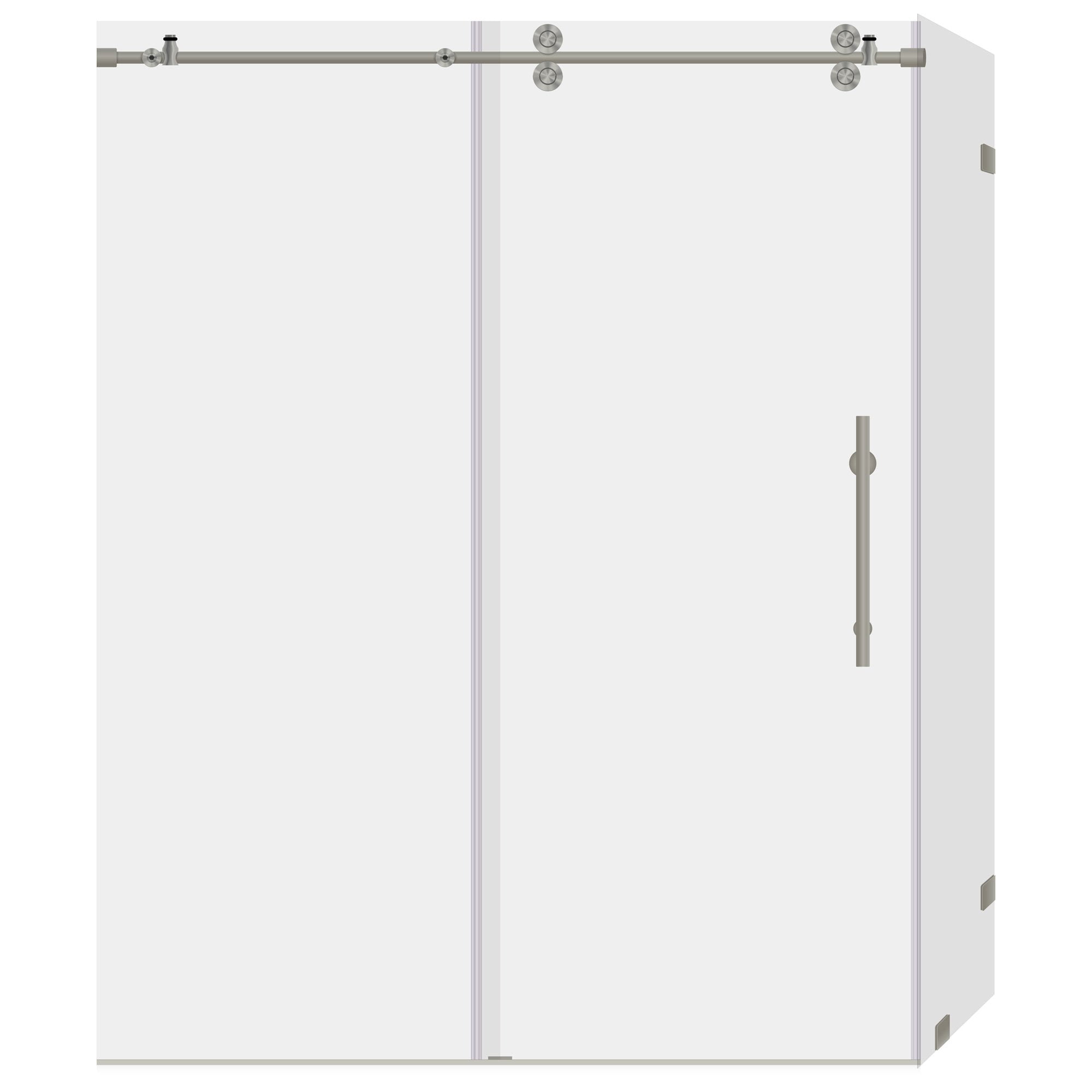 Ultra-D Brushed Nickel Frameless Sliding Shower Door Enclosure