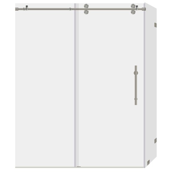 Sliding Shower Door and Enclosure with Stationary Panel 44-48W 79H Ultra D Brushed Nickel