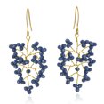 thumbnail image 2 of Sparkling Berry Clusters of Blue Crystal on Brass Wire Dangle Earrings, 2 of 4
