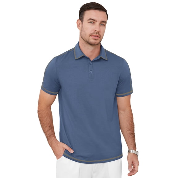 QDG Men's Short Sleeve Polo Shirts Casual Collared Comfortable Fit Ideal for Daily & Golf Wear