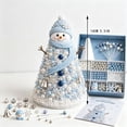 thumbnail image 2 of BingTong DIY Beaded Mini Christmas Tree, 8 Inch Tabletop Cone With Beads and Topper, Relaxing Holiday Ornament Making Activity for Adults, Blue Snowman Figure, 2 of 8