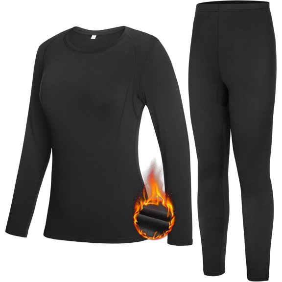 Thermal Underwear Sets for Women - Fleece Lined Base Layer Winter Warm Long Johns Top & Bottom Cold Weather Skiing