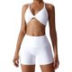 thumbnail image 2 of ABOCIW Conjuntos de entrenamiento para mujer 2 piezas Twist Front Halter sujetadores deportivos cintura alta botín pantalones cortos ejercicio gimnasio yoga traje, 2 of 4