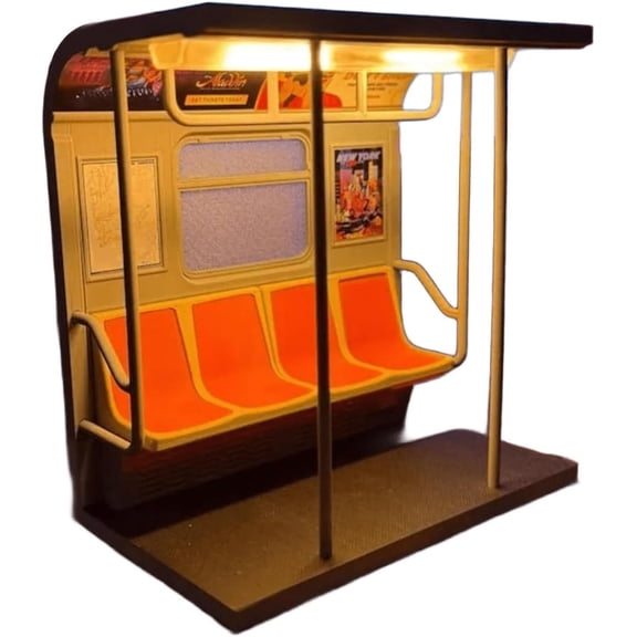 Subway Train Lamp, Retro NYC Subway Car Miniature Night Light, 3D Printed LED Decorative Table Lamp for Home, Office, Collectible Gift for Train & City Lovers