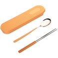 thumbnail image 1 of 1 Set Cutlery Spoon Fork Food Grade Mirror Polish Smooth Edge Reusable Heat-Resistant Dinning Stainless Steel Spoon Fork Chopsticks Flatware with Storage Box Set for Home, 1 of 8