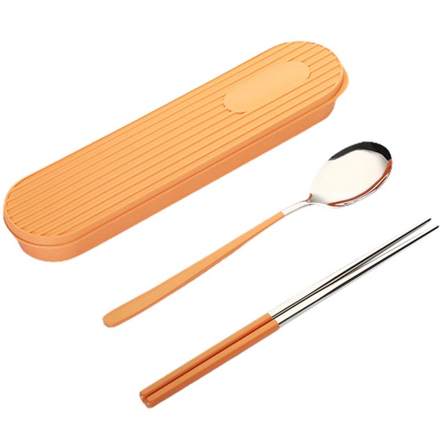 1 Set Cutlery Spoon Fork Food Grade Mirror Polish Smooth Edge Reusable Heat-Resistant Dinning Stainless Steel Spoon Fork Chopsticks Flatware with Storage Box Set for Home