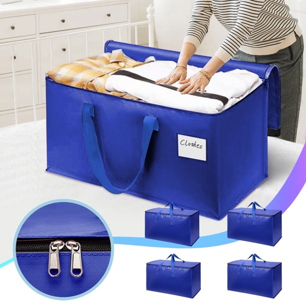 Bolsas grandes de almacenamiento para mudanzas - Pack 4 plegables y organizador portátil para ropa, mantas y artículos del hogar