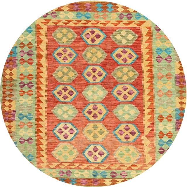 Ahgly Company Tapis Rond Contemporain Lavable en Machine, Or Métallique, 4 Pieds Rond