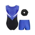 thumbnail image 4 of Haitryli Gymnastics Leotard for Girls Shiny Rhinestones Ballet Dance Unitard with Shorts Hair Band Set Blue 6, 4 of 7