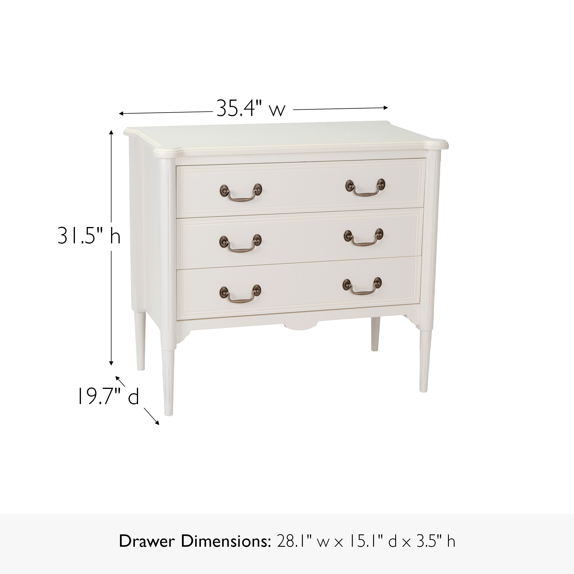 Design House Oxford Traditional End Tables/Nightstands and Chest Set, Antique White