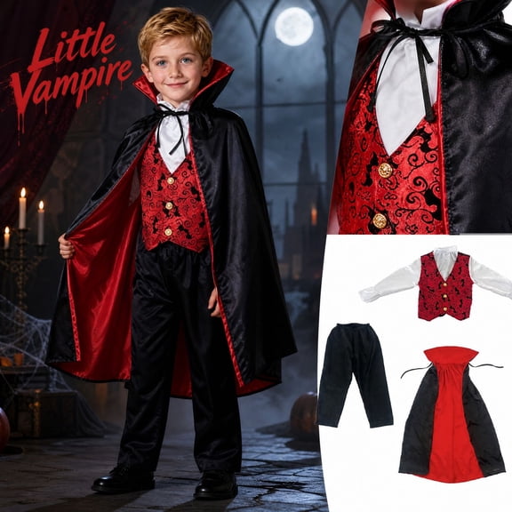 Halloween Dress Up， Halloween Costume， Red Count Halloween Costume Set 3 Piece Outfit for Party Stage Performance Cosplay Cosplay Outfits Costumes For Halloween Halloween Dress Up Halloween Decor