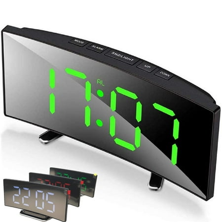 Digital Clock Large Displayl & Numbers, LED Electric Alarm Clocks Mirror Surface with Diming Mode, 2 Levels Brightness, USB Ports/Battery Powered