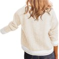 thumbnail image 4 of Long Sleeve Women Color Block Lapel V-neck Knit Sweater Pullovers, 4 of 6