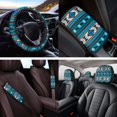 thumbnail image 4 of Jeiento Southwest Aztec 14 Piece Car Seat Cover Set Tribal Horse Steering Wheel Cover Blue Seatbelt Strap Pad Armrest Pad Cup Coasters Headrest Covers Key Chain, 4 of 7