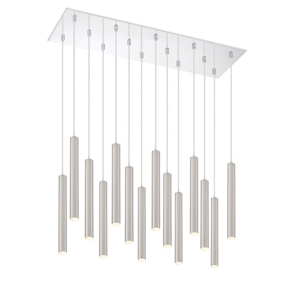 Z-Lite Forest 14 Light Steel LED Island Pendant in Brushed Nickel and Chrome