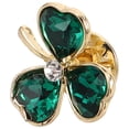 thumbnail image 4 of Broche de hoja verde, alfiler de seguridad para suéteres, elegante broche de trébol, alfiler de solapa, botones florales decorativos de diamantes de imitación, elegante alfiler de seguridad para ropa., 4 of 5