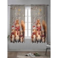 thumbnail image 4 of Xmas, Curtains 72 Inch Length, Sheer Curtains for Bedroom Living Room Window Forest Squirrel Christmas Snowflake Grey Rod Pocket Voile Drapes Kitchen Curtains Small Half Window 52"x72" 2 Panels, 4 of 7