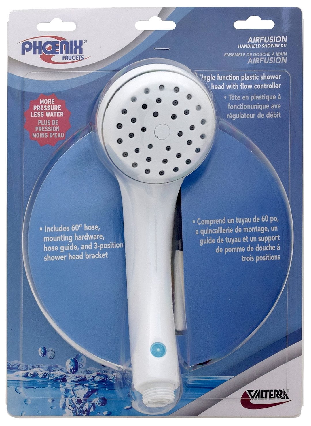 Valterra PF276050 AirFusion Single-Function Shower Kit with Flow Controller - White