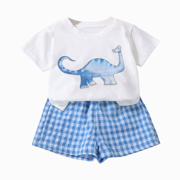 ZHANGDER Baby Girl Summer Clothes 1T 2T 3T 4T 5T T-Shirt Tee Tops Shorts Short Sleeves Cute Summer Outfits 2pcs Shorts Outfits Set, Blue 6-12M
