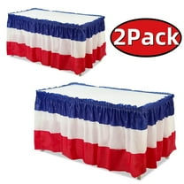 4th of July Decorations Disposable Plastic Table Skirts for Independence Memorial Veterans Day Party Decorations 2Pcs 2.4 x 14 Ft