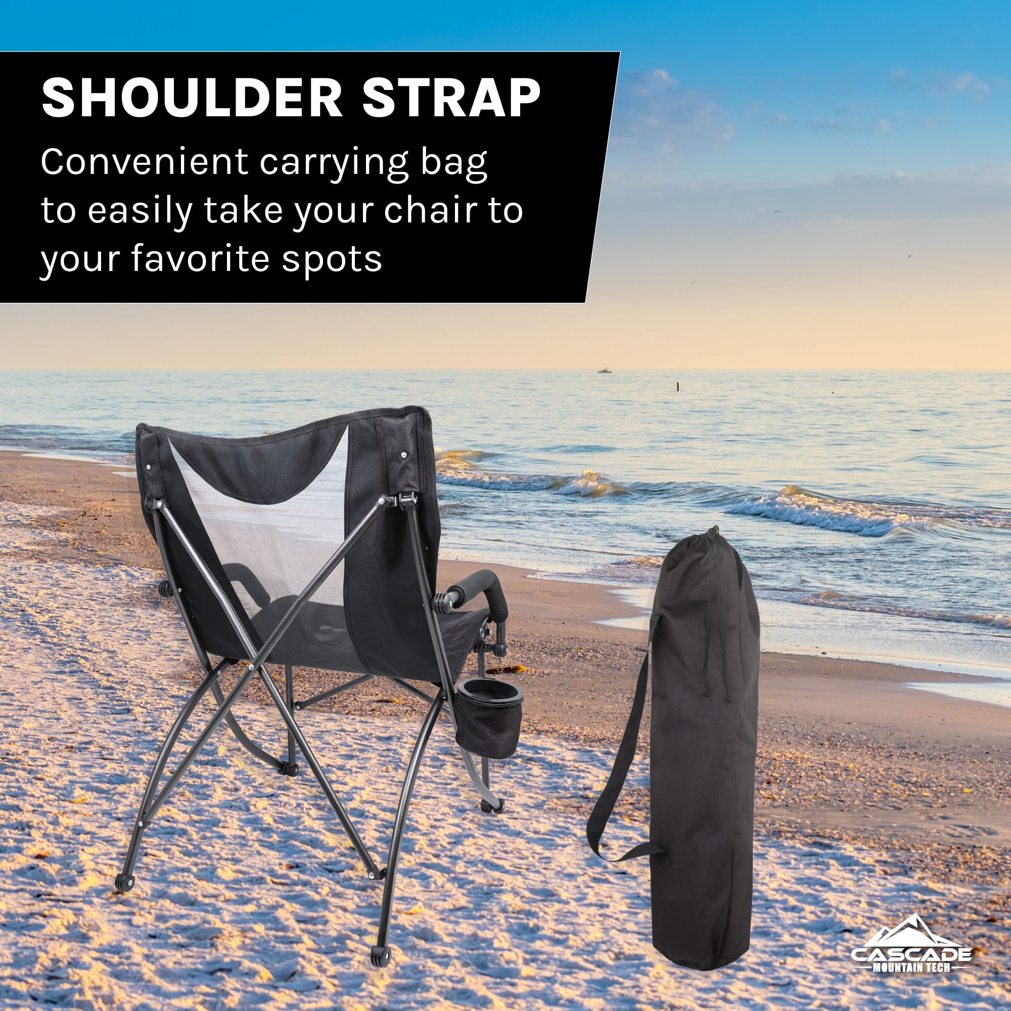 Free Shipping Cascade Mountain Tech Heavy Duty LP Camp Chair All Ages Rip Stop Polyester Fabric Walmart Walmart