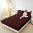 thumbnail image 3 of jejeloiu Victorian Damask Full Size Sheets,Vintage Gothic Floral Bed Sheets,Red Black Sheet Sets For Adult,Lightweight Room Decorative,4pcs, 3 of 7