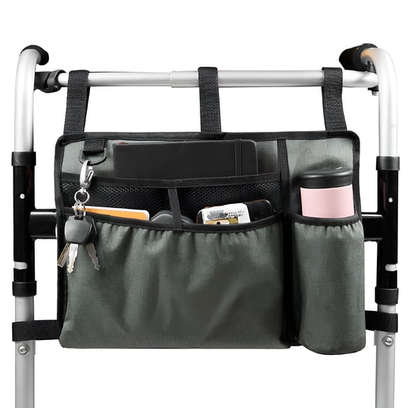GASTROPOD Walker Bag Organizer Pouch with Cup Holder Large Capacity Accessory Basket Provides Hands-Free Storage for Wheelchair Rollator