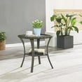 thumbnail image 3 of PARKWELL Patio Square Wicker End Table - Glass Top Side Table with Storage - Grey, 3 of 6