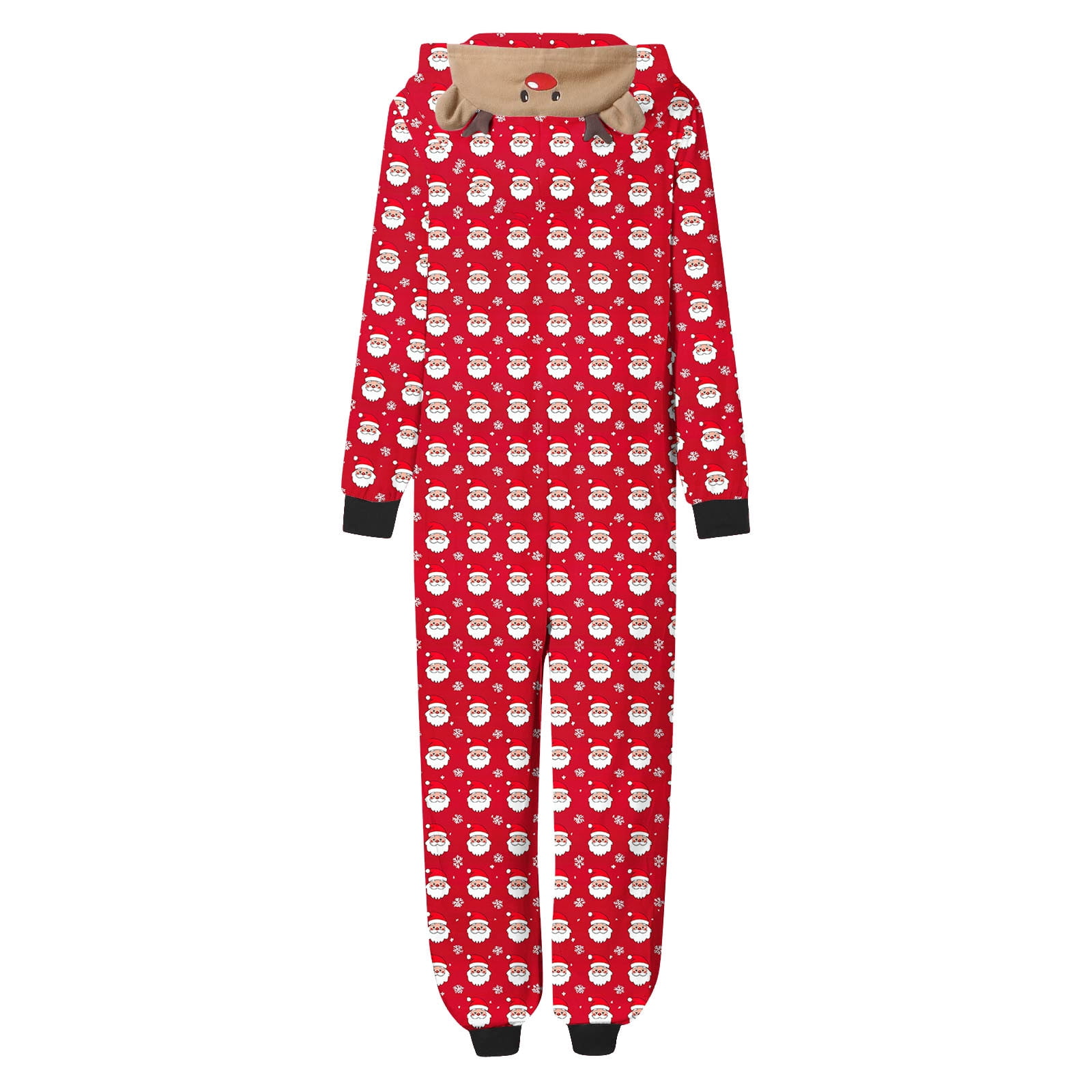 jsaierl Matching Family Christmas Pajamas Set Hoodie Onesies Reindeer Jumpsuit Romper Holiday Pjs One Piece Hooded Sleepwear
