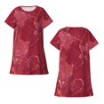 thumbnail image 5 of Salouo Abstract Red Marble Print Short Sleeve Sleepshirt for Womens Comfy Nightgown Scoopneck Cute Nightdress Ruffle -X-Large, 5 of 7
